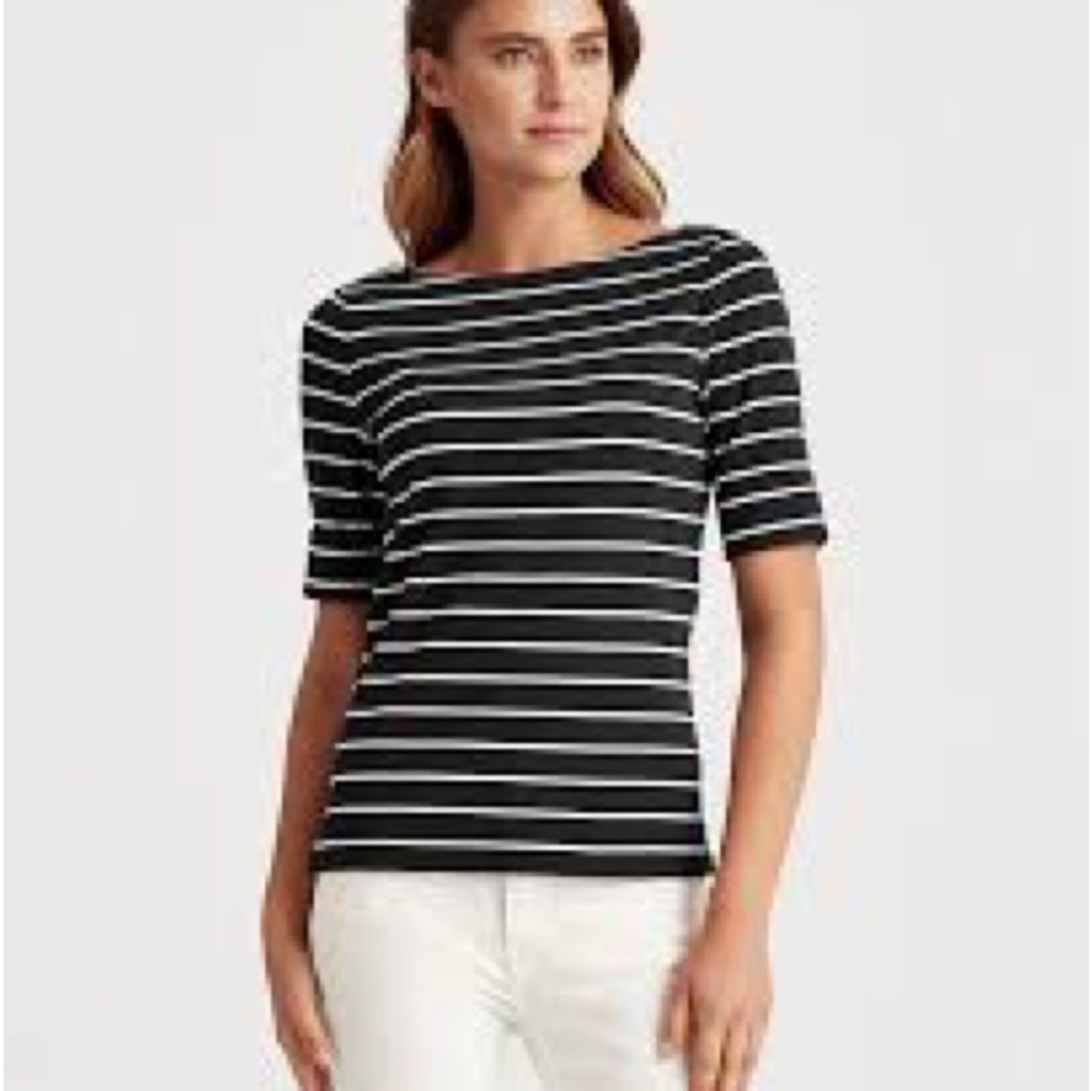 Lauren Ralph Lauren women’s boat neck navy top size large